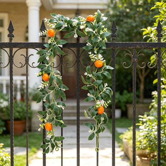 Fmbmuo Artificial Orange Garland 67.72 Inch Faux Fruit Vine Dining Table Decor Thanksgiving - Artificial Vine for Indoor Outdoor Use
