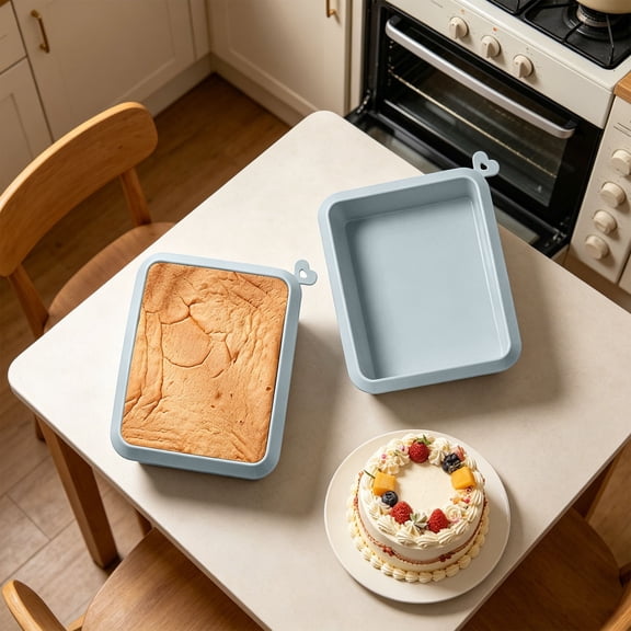 Fmbmuo BPA Free Silicone Baking Sheet Cake Pan , Reusable Rectangular Blue Food-Grade Cookie Mold , Bread Loaf Brownies For Baking