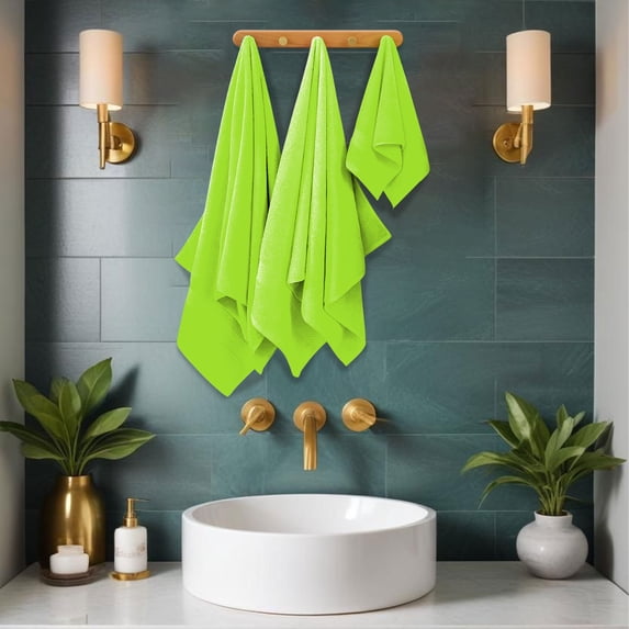 Fmbmuo Bath Towel Sets Solid Color Green Cotton Soft Washcloths, Kitchen & Bathroom 13 x 30 inch Washable Absorbent Towels 4 Pack