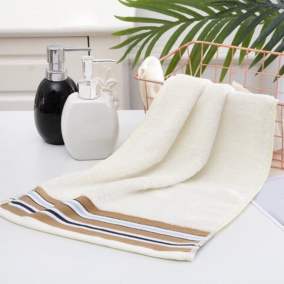 Fmbmuo Bath Towels Cotton White Striped Soft Washcloths, Kitchen & Bathroom Washable Thick 14" x 30" Towels 1 Pcs