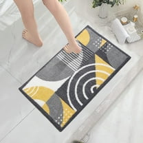Fmbmuo Bathroom Rugs Rectangle Art Deco Machine Washable Low Pile Bath Mat Polyester 16x24in Yellow