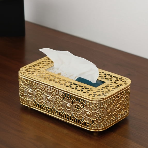Fmbmuo Bedroom Tissue Box Cover Glam Tissue Box Iron Easy Refill for Living Room