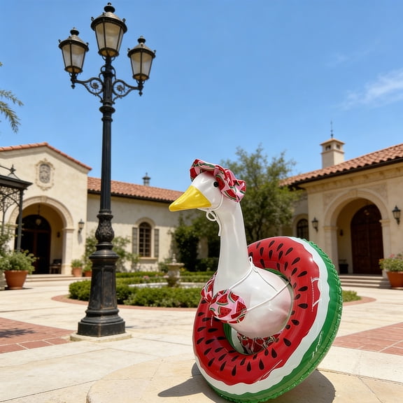 Fmbmuo Big White Goose Decoration Summer Outfit Red Cotton 23-Inch Porch Goose Costume Holiday Yard Statue Clothes