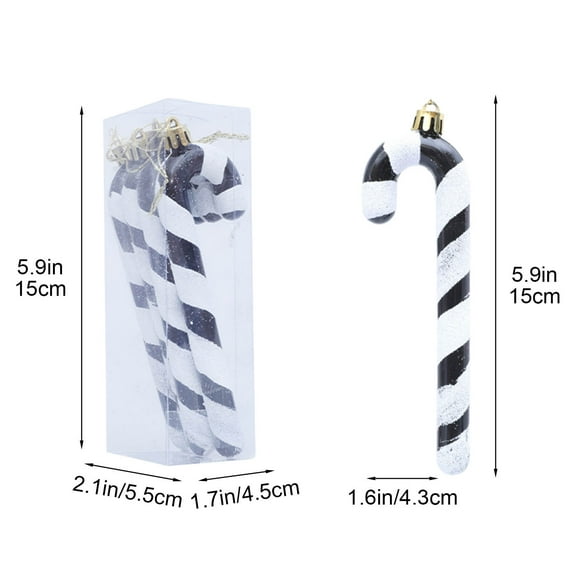 Fmbmuo Black Christmas Ornaments Set Unbreakable 1 Pcs Walking Sticks Decorations Art Deco Fluorescent Plastic Home Decor for Winter Holiday Decorations