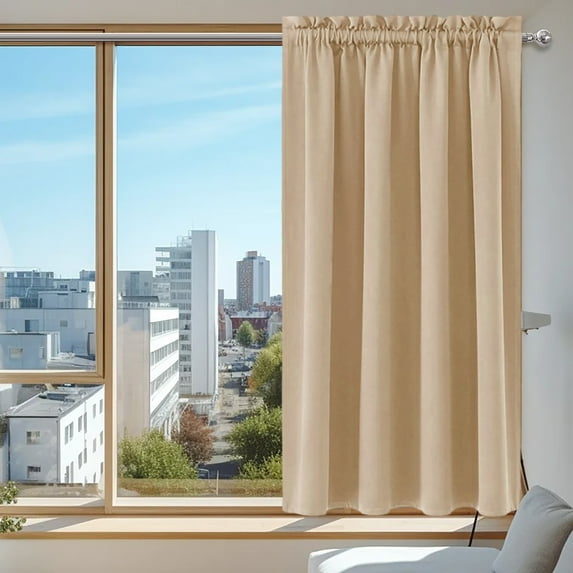 Fmbmuo Blackout Curtains 63x37.8 Inch Beige Thermal Insulation Decor Rod Pocket Modern Polyester Curtain Sets for Living Room Windows