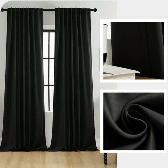 Fmbmuo Blackout Curtains Black 51.1*39.3 Inch Fade Resistant Decor Cloth Minimalist Tab Top Curtain Sets for Bedroom Windows