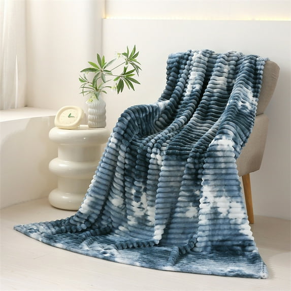 Fmbmuo Blankets Cozy and Soft Blue Flannel Modern for Adults Checkered Reversible 27.55×39.37 Inches