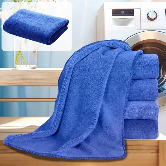Fmbmuo Blue Bath Towels Thick Solid Color Flock Washcloths, 12 x 28 inch Soft Easy to Carry Reusable Gift Towels 1 Pcs
