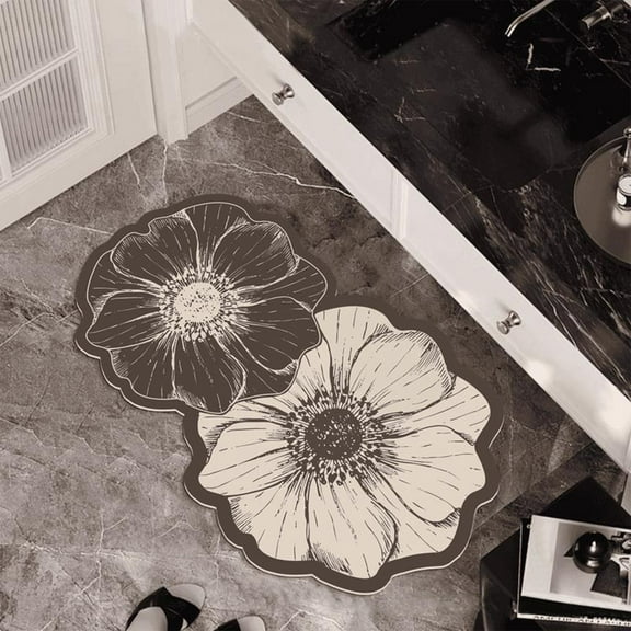 Fmbmuo Bohemian Bathroom Rugs Geometric Flat Pile Machine Washable Living Room Rug Rubber 16x24in Gray