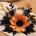 thumbnail image 1 of Fmbmuo Candle Ring Wreath 12 Inch Artificial Sunflower Chrysanthemum Fall Table Centerpiece For Halloween Thanksgiving Home Decor,Yellow, 1 of 5
