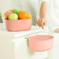 thumbnail image 1 of Fmbmuo Carrying Handles Fruit Basket Stackable Plastic for Storage, 8.7" x 7" Oval Pink Modern Storage Bins for Kitchen, 1 of 5