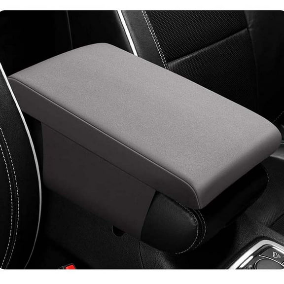 Fmbmuo Center Console Cover Soft Fade Resistant Rectangle 8x13 Inch Seat Cushions, Minimalist 1Pcs Microfiber Leather (Gray)