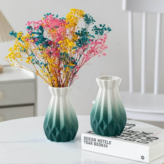 Fmbmuo Ceramic and Plastic Vase Set, Modern Living Room Decoration Vase, Hydroponic Plant Vase for Water Roots, Home Decor Centerpiece for Table Shelf, Decorative Flower Vase for Indoor Plants