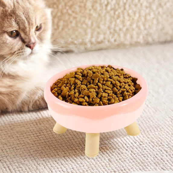 Fmbmuo Non-Slip Elevated Cat Feeders Plastic Chew Proof Pink Elevated Cat Bowls, Art Deco Easy to Clean Large Pet Bowls, Indoor/Outdoor Use