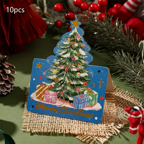 Fmbmuo Christmas Christmas Tree Stamping Greeting Cards Flower Shop Baking Gift Giving Small Cards Message Cards
