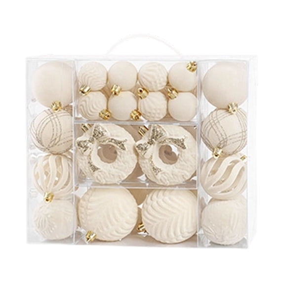 Fmbmuo Christmas Decorations 48 Flocking Christmas Ball Set Home Party Christmas Tree Pendant Ornaments Christmas Decor,Beige