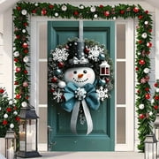 Fmbmuo Christmas Door Cover Snowman Banner 35x71 Festive Snowman Wreath Backdrop Winter Front Door Hanging Banner Ornament Lantern Seasonal Porch Entryway New Year Decoration Photography Background