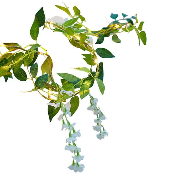Fmbmuo Christmas Garland with Lights Mantle White Artificial Vine with Lights Decorations, Rustic/Lodge 1 pcs Plastic Artificial Garlands for Staircase Decor