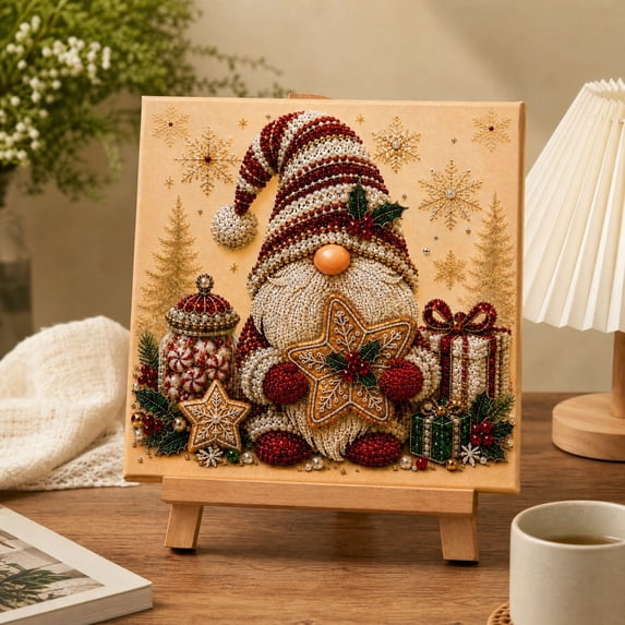 Fmbmuo Christmas Gnome Diamond Art Kits Christmas Pearl Art Canvas Art Canvas Wall Art for Living Room