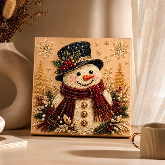 Fmbmuo Christmas Snowman Diamond Art Kits Christmas Pearl Art Canvas Art Canvas Wall Art for Living Room