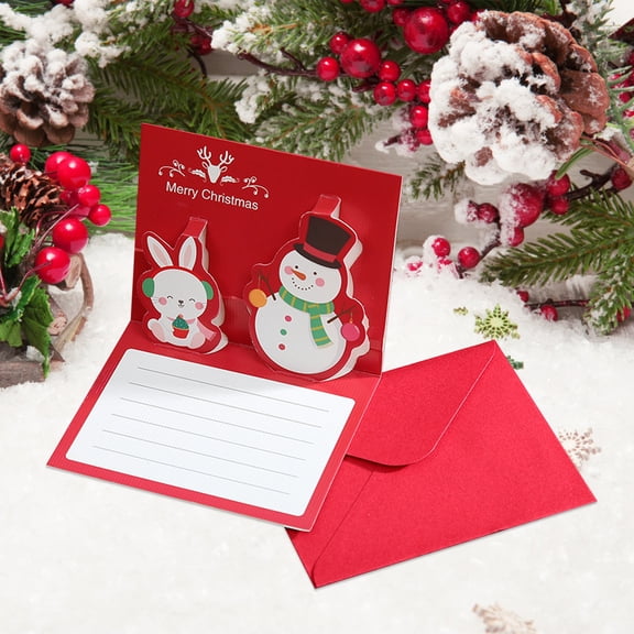 Fmbmuo Christmas Three Dimensional Greeting Card Year Cute Message Card Blessing Christmas Card Postcard