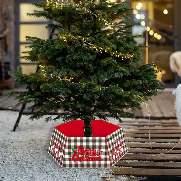 Fmbmuo Christmas Tree Collar 31 Inch Plaid Red Christmas Decorations, Cozy Polyester Farmhouse Vintage Tree Skirt for Festive Family Gatherings