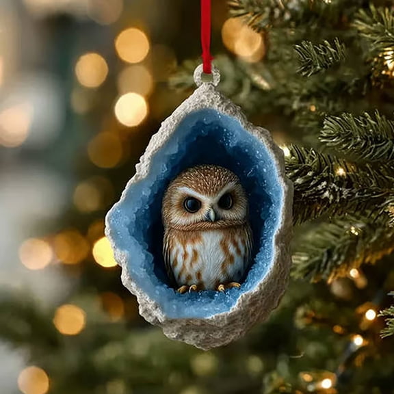 Fmbmuo Christmas Tree Ornaments 1 Pcs Blue Durable Owl Raccoon Decorations Art Deco Plastic Neutral Home Decor Fun Decoration Gifts