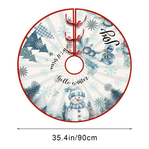 Fmbmuo Christmas Tree Skirt Blue Snowmen Multiple Sizes Christmas Decorations, Cozy 100%Polyester Farmhouse Vintage Tree Skirt Complete Your Christmas Decor