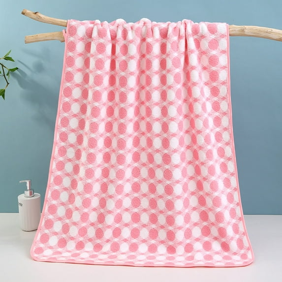 Fmbmuo Cloth Bath Towels Pink Polka Dot Reusable Washcloths, Thick Soft 13 x 30 inch for Adult Men Women Gift Towels 1 Pcs