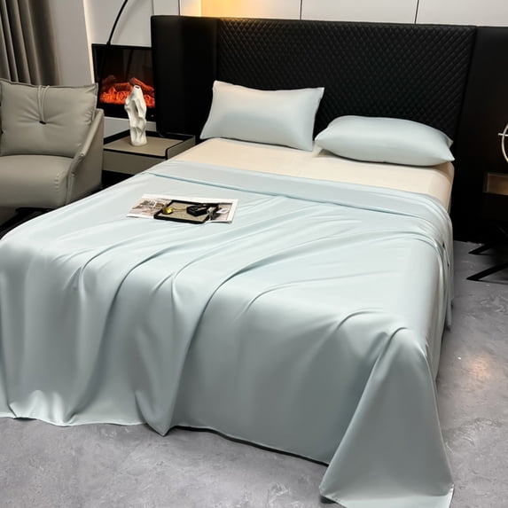 Fmbmuo Cloth Queen Sheet Set 1 Piece Cooling Technology Sateen 1x Bed Sheet Summer Unisex Light Blue