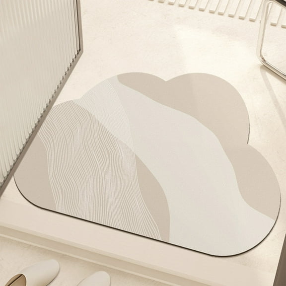 Fmbmuo Cloud Shape Bathroom Rugs Waterproof Flat Pile Bohemian Stone Bath Mat Rubber 16x24in D