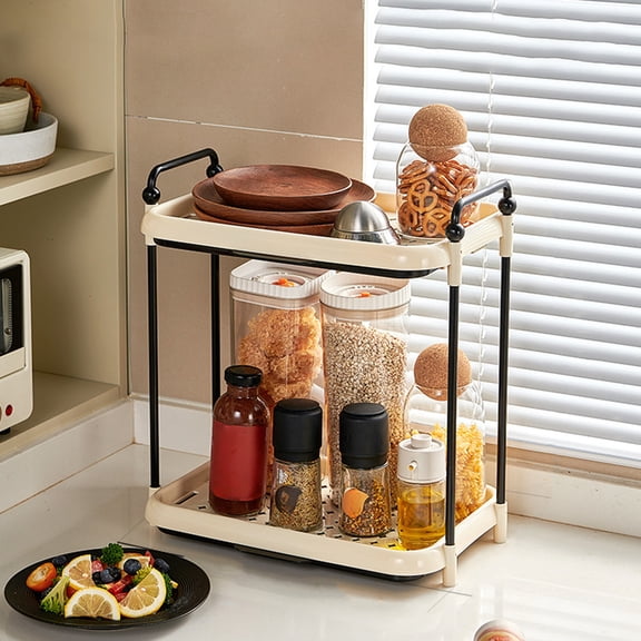 Fmbmuo Countertop Drying Rack Desktop Storage Shelf Large Plastic Storage Rack, with Storage Black Kitchen Utensils Waterproof & Non-Slip