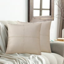 Fmbmuo Cross-Stitch Throw Pillow – Distressed Linen Square Cushion for Sofa & Bed