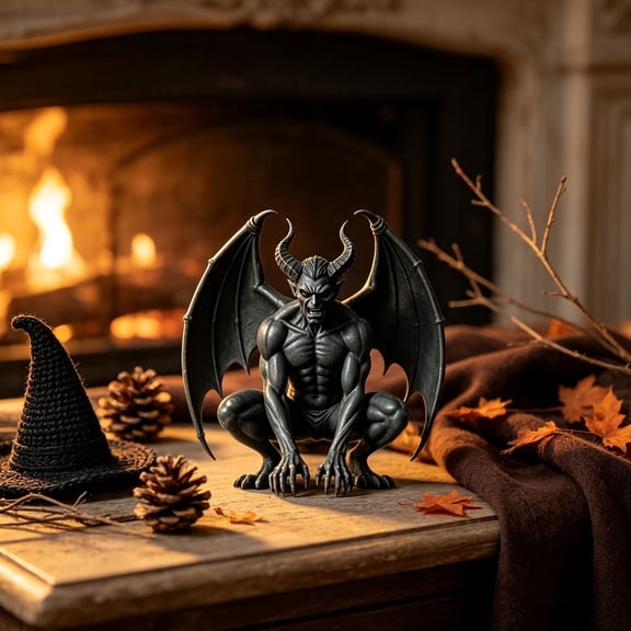 Fmbmuo Crouching Winged Gargoyle Resin Figurine 4 Styles Gothic Demon Statue For Halloween Tabletop And Shelf Display