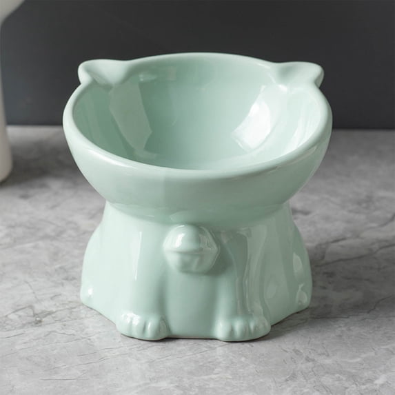 Fmbmuo Cute Cat Bowls Ceramic Non-Slip Ceramics Dog Bowls, Bohemian Dishwasher Safe Green Portable Pet Bowls, Indoor/Outdoor Use
