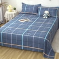 thumbnail image 1 of Fmbmuo Cute Floral Flat Sheet Full Size Only Super Soft Silky Microfiber Striped & Plaid Bed Sheet Fade Resistant Durable Breathable Easy Care Sheet for All-Season Comfort, 1 of 5
