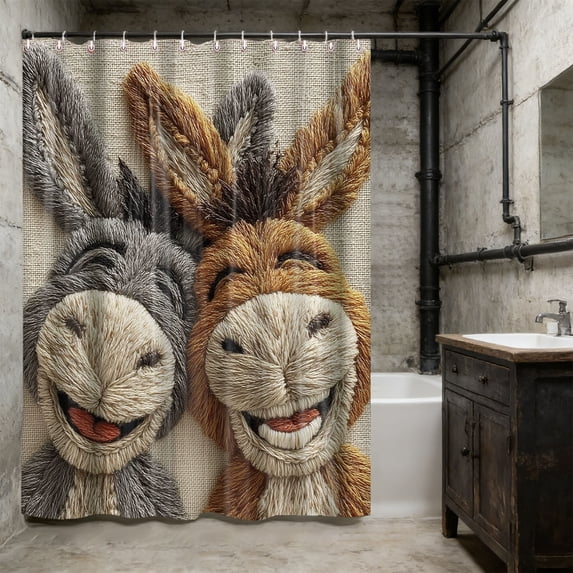 Fmbmuo Cute Shower Curtains 72" x 72" Fabric Embroidery Highland Cow Bath Curtain Boho Mildew Resistant Abstract Neutral Bathtub Cortinas for Bathroom Decor