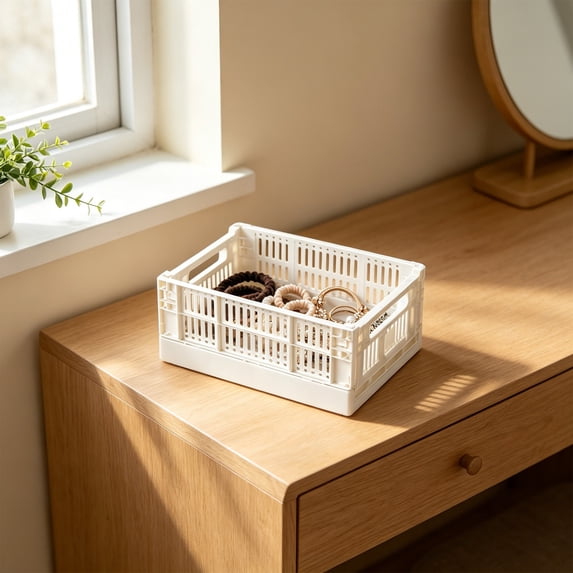 Fmbmuo Desktop Folding Storage Box , Multifunctional Box Cosmetics , Miscellaneous Basket For Home Bathroom Bedroom Office Sundries Cosmetics Toys
