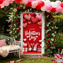 Fmbmuo Door Cover Machine Washable Romantic Balloon Print 71x35 Inch Red Valentine's Day Decoration, Vintage Seasonal Home Decor Cozy Holiday Door Backdrop Happy Valentine‘s Day