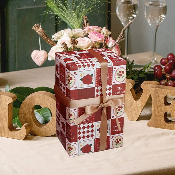 Fmbmuo Easy-Cut Christmas Wrapping Paper Abstract Print Red 6 Pcs Gift Wrapping, 70x50 CM Farmhouse Wrapping Paper Birthday Gift Wrap for Men