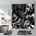 thumbnail image 1 of Fmbmuo Fabric Shower Curtain Sets 72" x 72" Oceans 4 Piece Bath Curtain with Hooks Rugs U-Shape Mat Toilet Lid Cover Black Boho Mildew Resistant Abstract Neutral Bathtub Cortinas for Bathroom Decor, 1 of 5