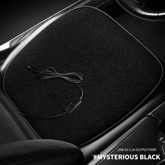 Fmbmuo Fade-Resistant Car Seat Cushion Rectangle Suede Heated for Car-Truck, Modern Thick Black Car Seat Cushion 18"x 18"