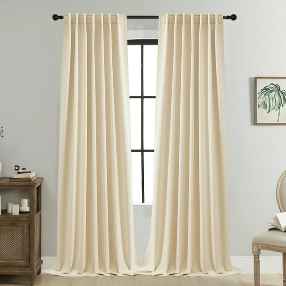 Fmbmuo Fade Resistant Curtains 51.1*39.3 Inch Beige Blackout Decor Tab Top Cloth Minimalist Curtain Sets for Bedroom Windows