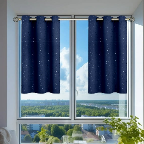 Fmbmuo Fade Resistant Window Curtains Blackout 39.3x51.1 Inch Blue Decor Art Deco Polyester Tab Top Curtain Sets for Living Room Windows