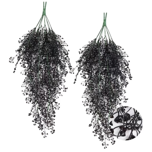 Fmbmuo Fake Plants - Artificial Golden Bell Willow Hanging for Wall Decor, Home & Office (Set of 1,Black)