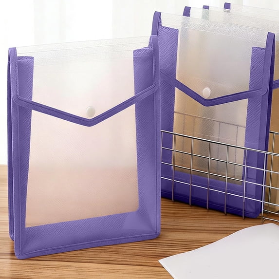 Fmbmuo File Folders Purple Reinforced Plastic 1 Pack Document Organizer, Portable Letter Size Snap Closure Paper Organizer for Home Office Filing