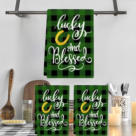 Fmbmuo Fleece Kitchens Towel St. Patrick's Day Green Soft Washcloths, Washable Kitchen & Bathroom 18 x 30 inch Thick Towels 1 Pcs