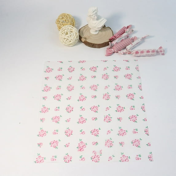 Fmbmuo Floral Food Packaging Paper White Decorative 50 Pcs Food Wrapping 21x25 CM Modern Wrapping Paper for Pastries Cakes Sandwiches