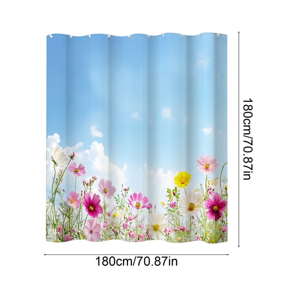 Fmbmuo Floral Shower Curtain 72x72 Inch Waterproof Heavy-Duty Polyester Bathroom Partition Curtain with 12 Hooks No-Drill Flower Decor,Multicolor