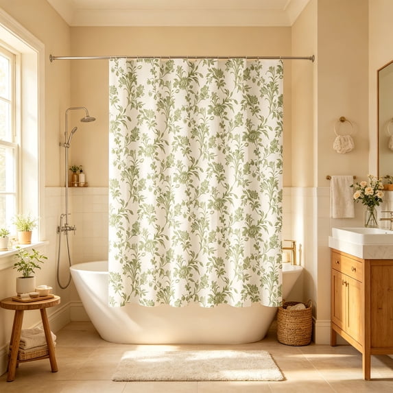 Fmbmuo Floral Shower Curtain Mini Flower Print Soft Polyester Fabric Waterproof Machine Washable 71x36 Inch Hanging Partition Curtain Decor for Shower Stall Apartment Family Bathroom